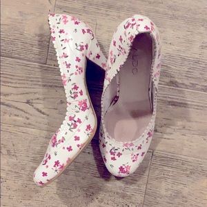 2/$30 ALDO leather floral heel